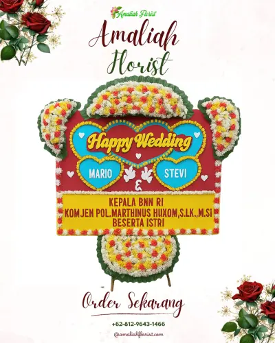Karangan Papan Bunga Pernikahan di Sirnajaya